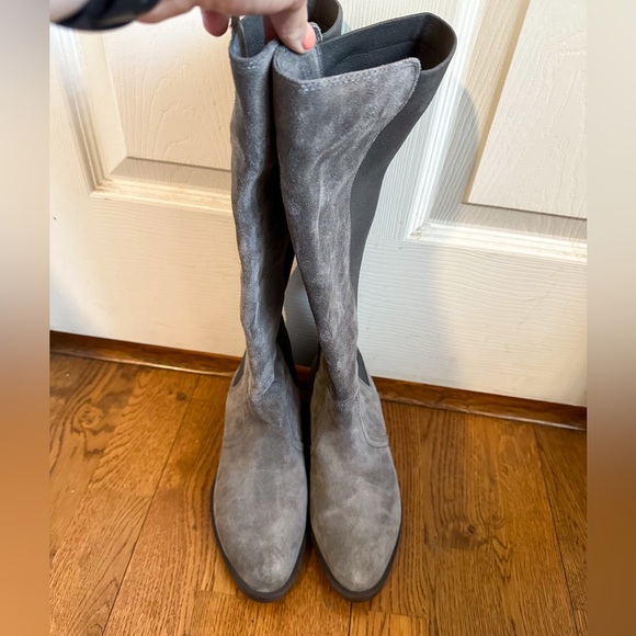 HPπ NWOT Johnston & Murphy Gray Suede and Leather Jade Riding Boots Size 7.5 - Picture 6 of 10